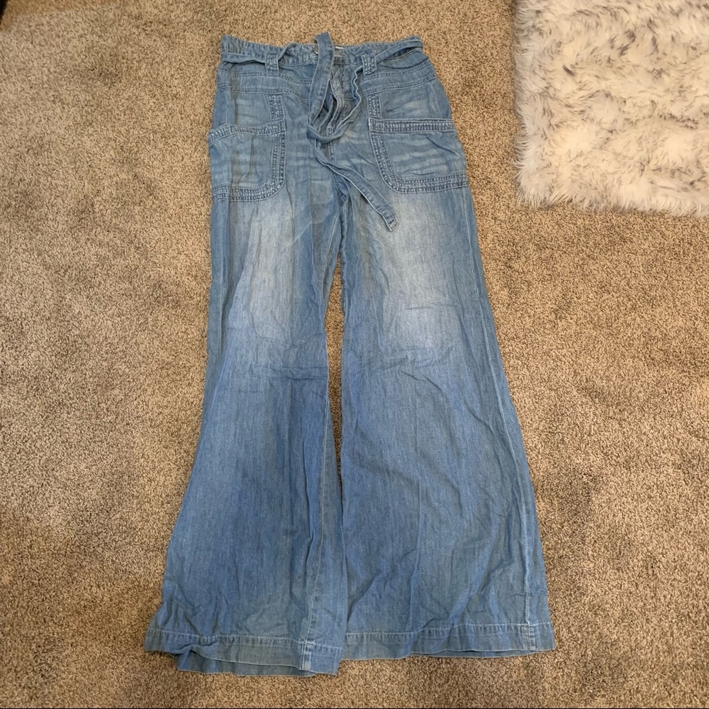 Anthropologie flare tie waist pant